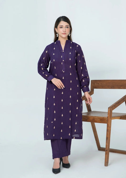 Yolopret - 2 Pc Embroidered Lawn Cotton Eld - W25 - 0012