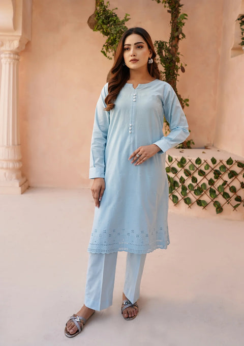Stitched 2Pc Schiffli Border Embroidered Lawn JASHAN-S25-0005