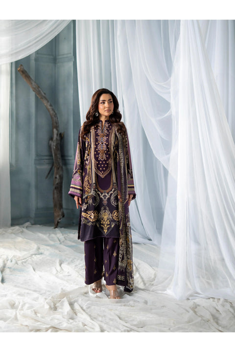 MEERAK - 3 Piece Royal Plum Pret Pakistani Dress