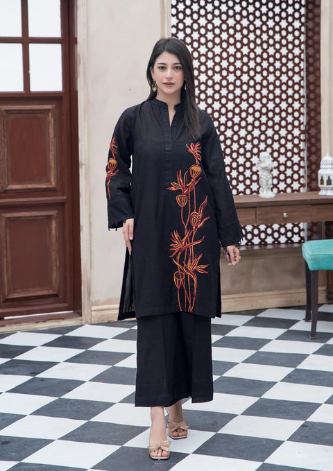 YoloPret - Stitched 2Pc Multi Embroidered Check Lawn JASHAN-S25-0058