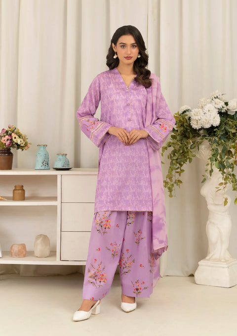 YoloPret - Stitched 3Pc Tie&Dye Digital Print Lawn with Farshi Shalwar FATAH
