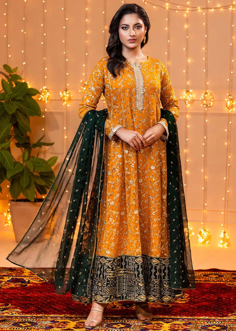 Feroza Mustard 3 Pc Stitched Hajra Noor Mustard Pakistani Dress