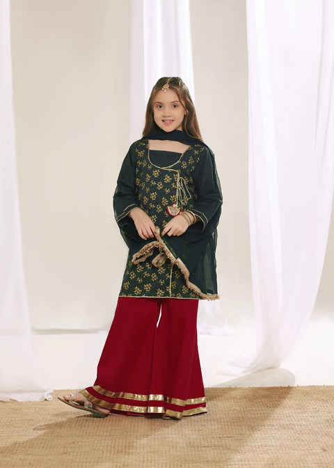 Dark Green and Red 3 Pc Girls