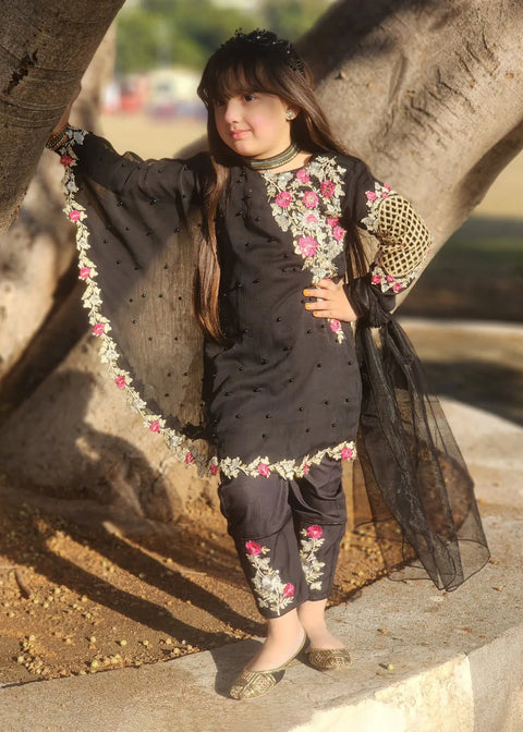 Pearl Cape Dress - Black