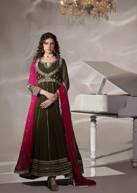 Hooriya Dark Olive 3 Pieces