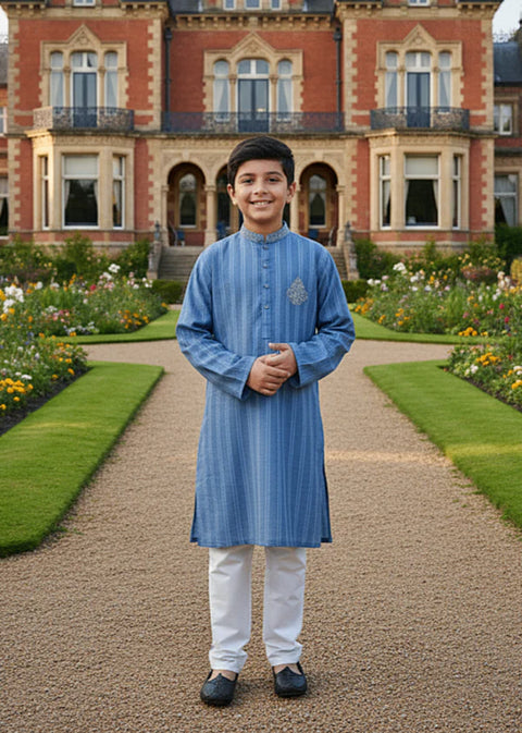 Blue Stripe Kurta Set