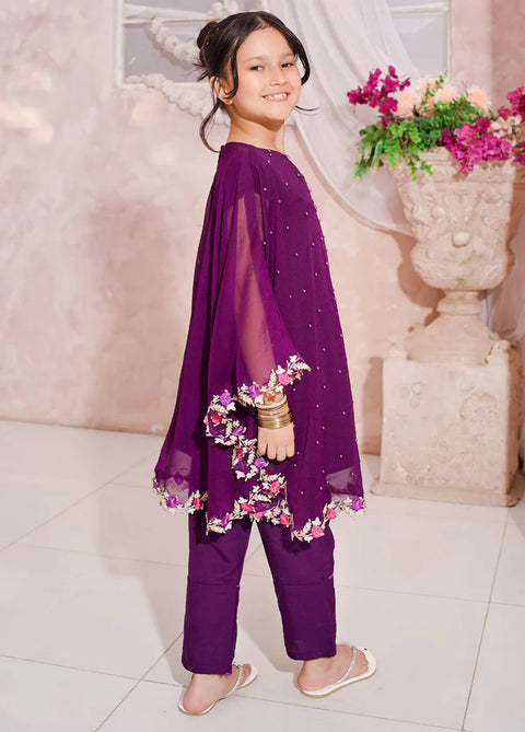Pearl Cape Dress - Purple