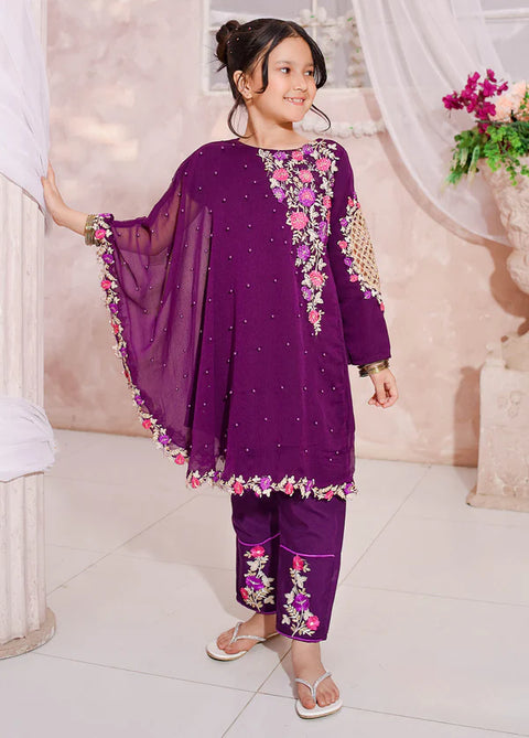 Pearl Cape Dress - Purple