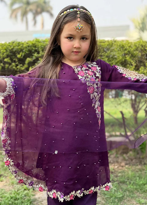 Pearl Cape Dress - Purple