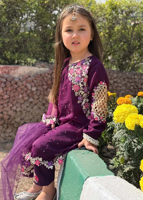 Pearl Cape Dress - Purple