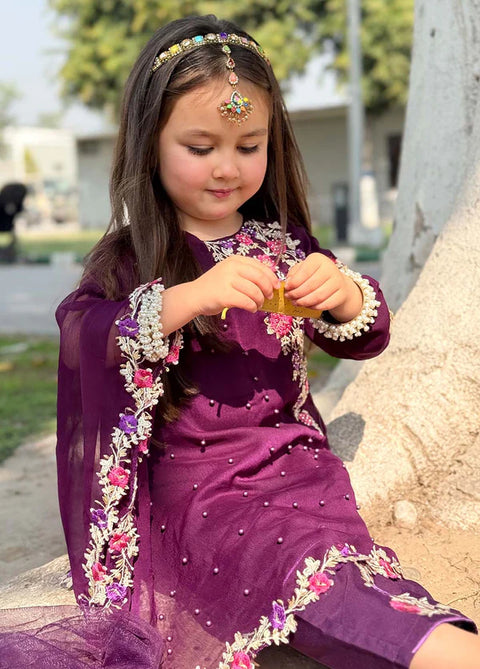 Pearl Cape Dress - Purple