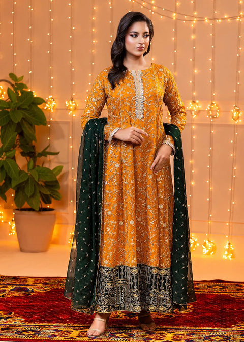 Feroza Mustard 3 Pc Stitched Hajra Noor Mustard Pakistani Dress