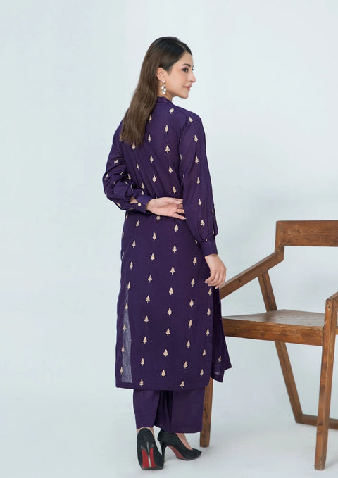 Yolopret - 2 Pc Embroidered Lawn Cotton Eld - W25 - 0012