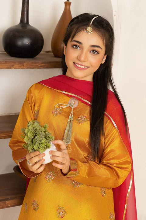 Daisy Outfit - Hina 2 Pc Embroidered Yellow Katan Silk Festive/Party Wear