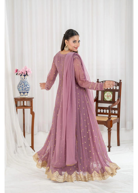 Feroza Tea Pink 3 Pc Stitched Naila Lavender Pakistani Dress