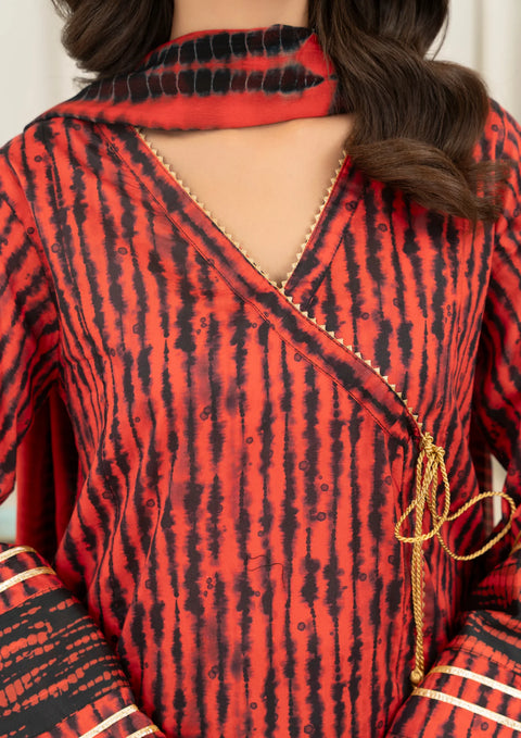 Yolopret - Stitched 3Pc Tie & Dye Digital Print Lawn With Sharara