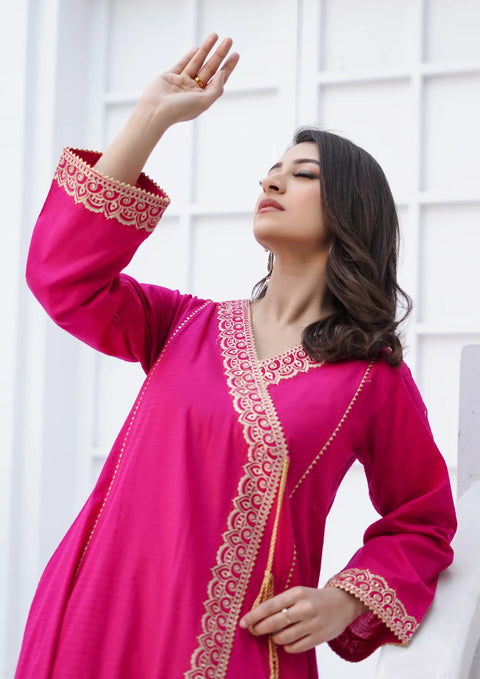 Stitched 2Pc Embroidered Infinity Lawn Angrakh Frock JASHAN