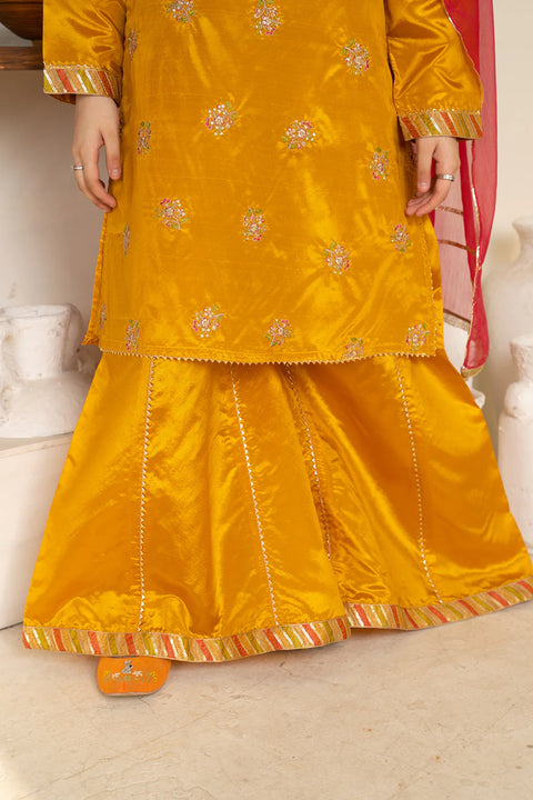 Daisy Outfit - Hina 2 Pc Embroidered Yellow Katan Silk Festive/Party Wear