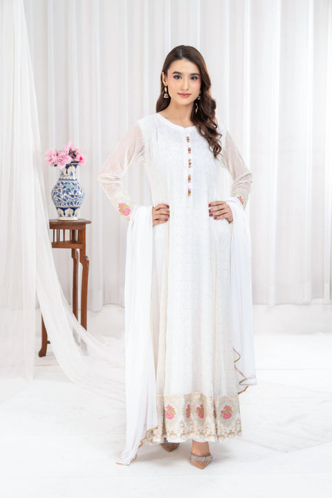 Ayesha closet - 3 pc stitched pari naz white pakistani dress
