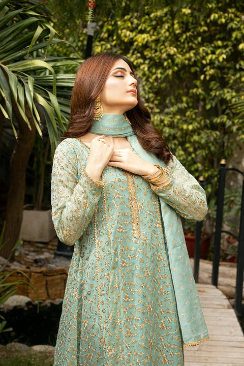 Feroza Sea GreenSawariy 3Pcs Pret Chiffon Embroidered Pastel Green