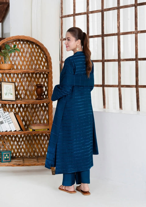 YoloPret - 3pc Alpine Velvet Shirt with Velvet Border Shawl and Plain Trouser