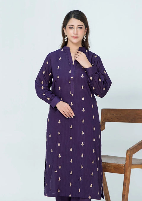 Yolopret - 2 Pc Embroidered Lawn Cotton Eld - W25 - 0012