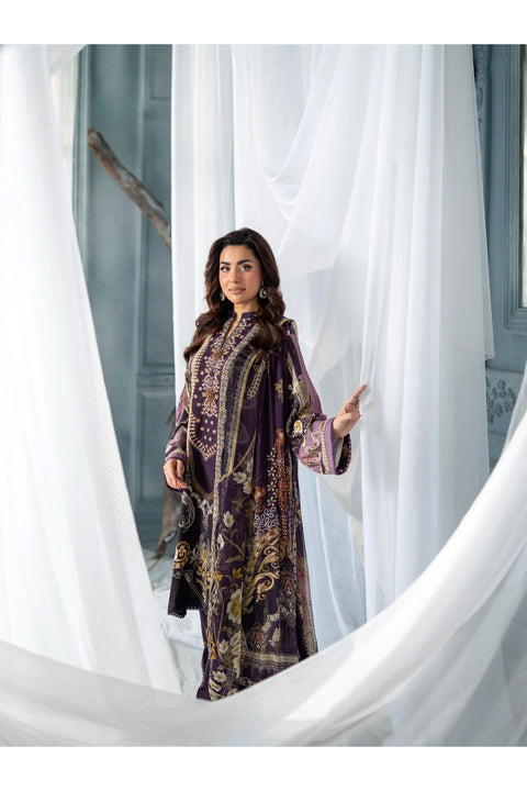 MEERAK - 3 Piece Royal Plum Pret Pakistani Dress