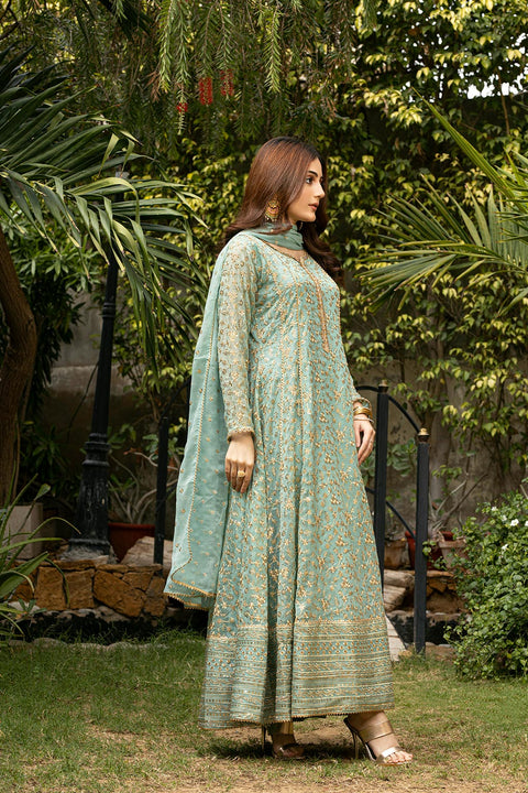 Feroza Sea GreenSawariy 3Pcs Pret Chiffon Embroidered Pastel Green