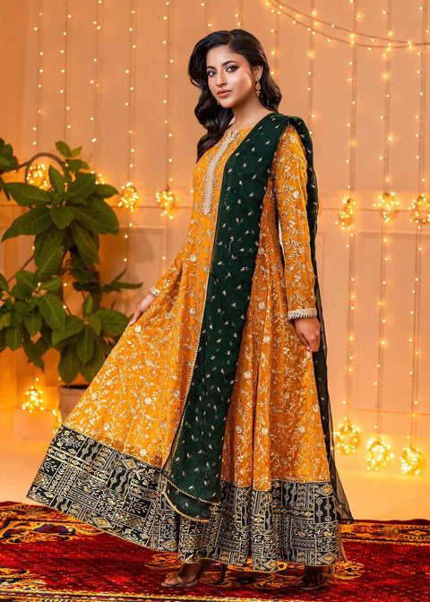 Feroza Mustard 3 Pc Stitched Hajra Noor Mustard Pakistani Dress