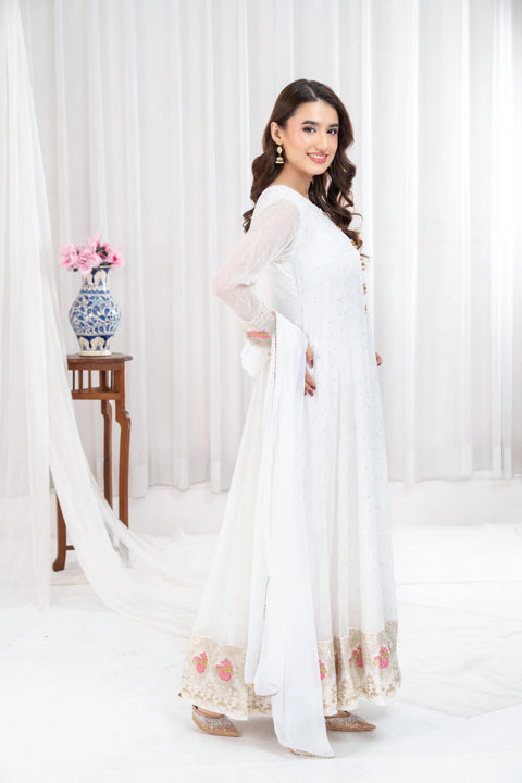 Ayesha closet - 3 pc stitched pari naz white pakistani dress