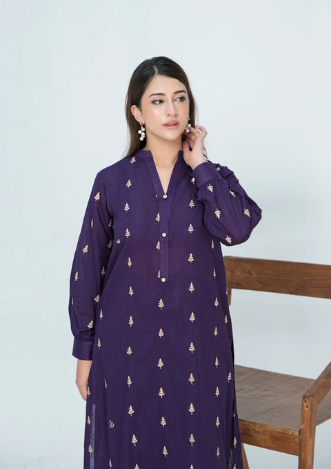 Yolopret - 2 Pc Embroidered Lawn Cotton Eld - W25 - 0012