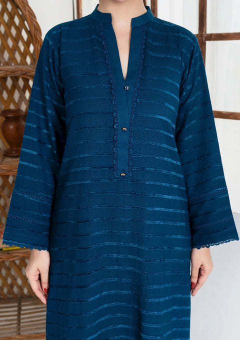 YoloPret - 3pc Alpine Velvet Shirt with Velvet Border Shawl and Plain Trouser