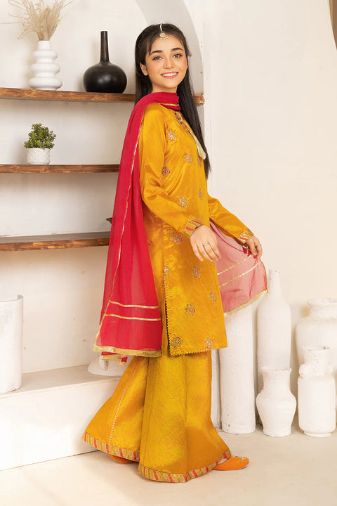 Daisy Outfit - Hina 2 Pc Embroidered Yellow Katan Silk Festive/Party Wear