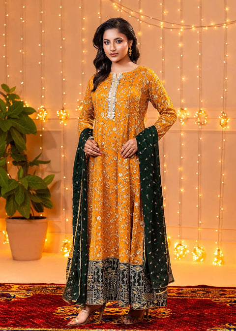 Feroza Mustard 3 Pc Stitched Hajra Noor Mustard Pakistani Dress