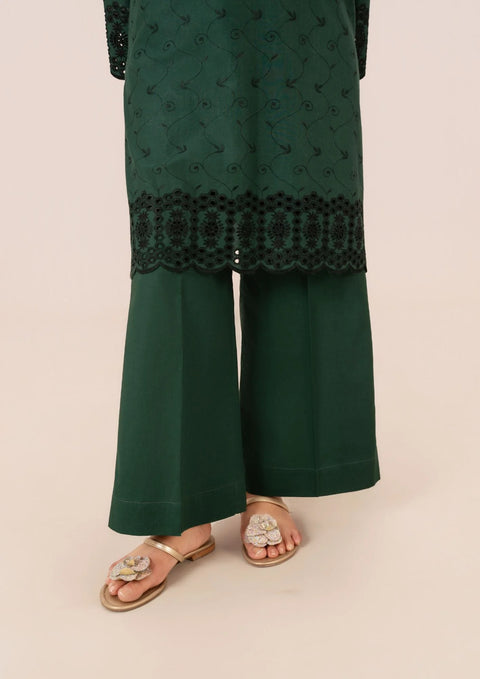 YoloPret - 2pc Schiffli Embroidered Cambric Bottle Green Set Rozana