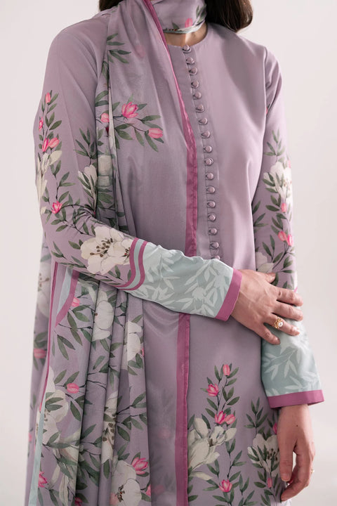 Jahaan - 3Pc Stitched Coralina Lilac Poly Silk
