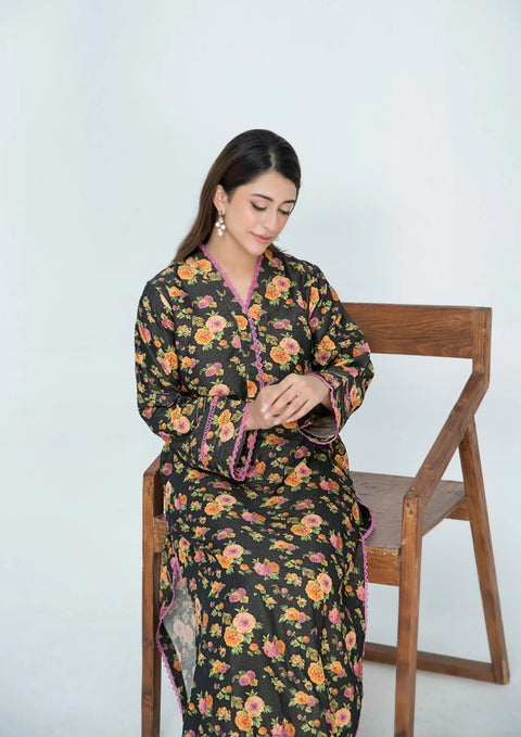 2pc Gold Khaddar Digital Print AML-W25-0036