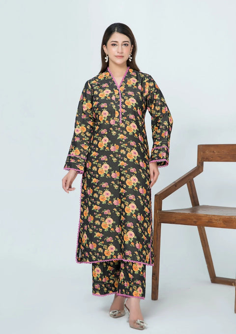 2pc Gold Khaddar Digital Print AML-W25-0036