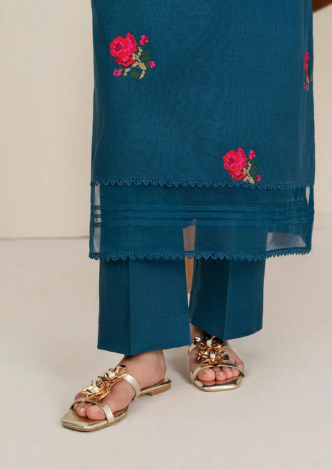 2pc Multi Embroidered Khaddar Teal AML-W25-0006