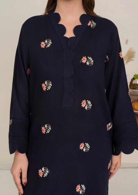 2pc Multi Embroidered Khaddar Navy AML-W25-0007