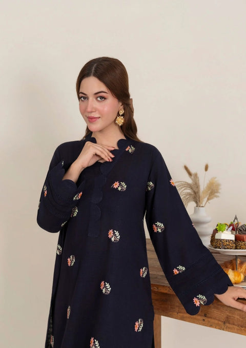 2pc Multi Embroidered Khaddar Navy AML-W25-0007