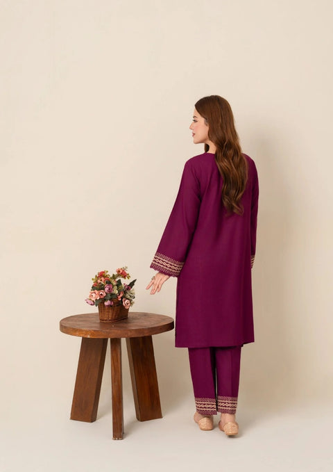 2pc Embroidered Alpine Burgundy AML-W25-0019