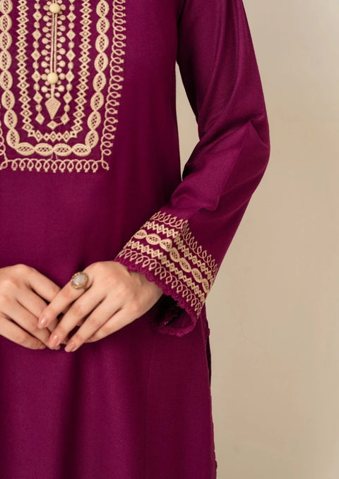 2pc Embroidered Alpine Burgundy AML-W25-0019