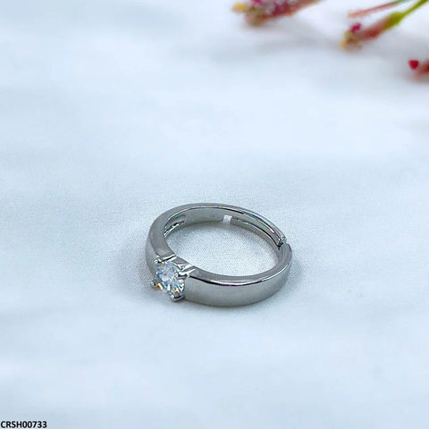 Tj Wholesale - Round Stone Plain Ring Adjustable