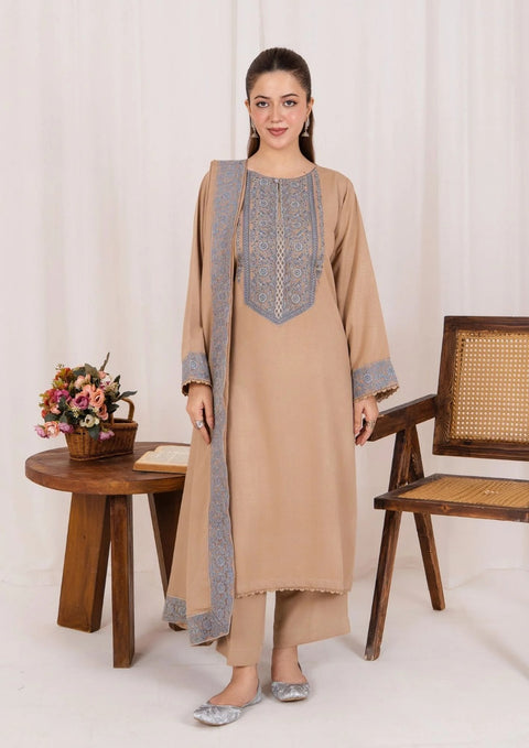 3pc Embroidered Silk Karandi with Embroidered Border Shawl Skin AML-W25-0027