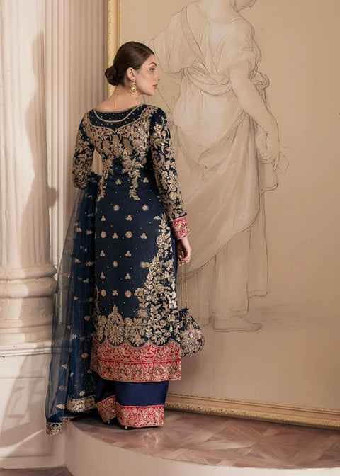Amira 15 - Net Kurta Set in Navy Blue