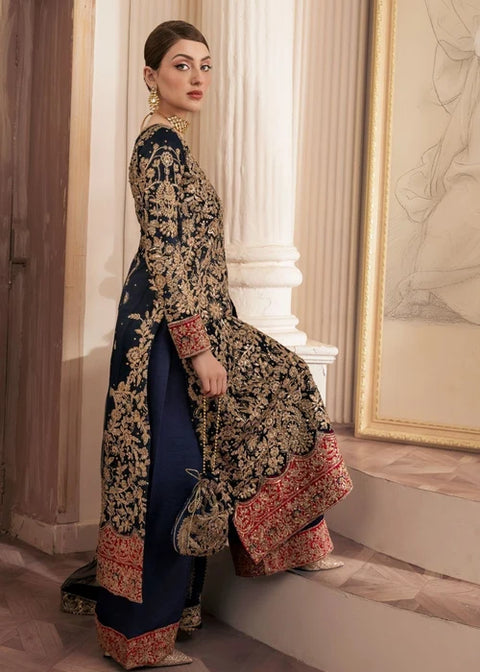 Amira 15 - Net Kurta Set in Navy Blue