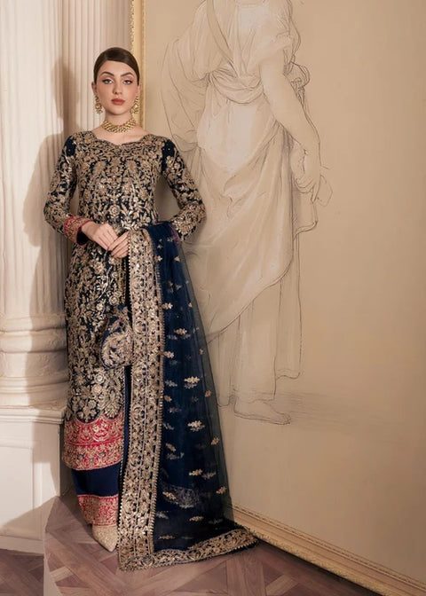 Amira 15 - Net Kurta Set in Navy Blue