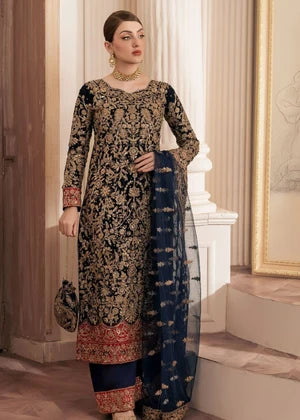 Amira 15 - Net Kurta Set in Navy Blue