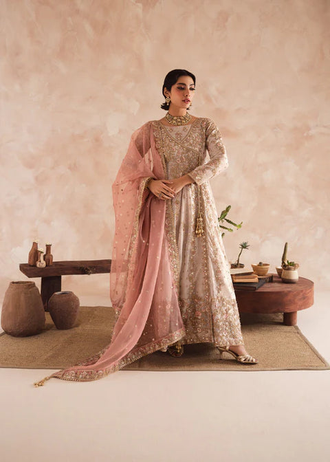 Hooriya 2 - Chiffon Angrakha Set in Ivory